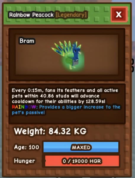 Peacock rainbow huge 15s